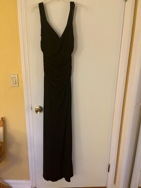 Laundry By Shelli Segal Black V-Neck Ruched Maxi Dress